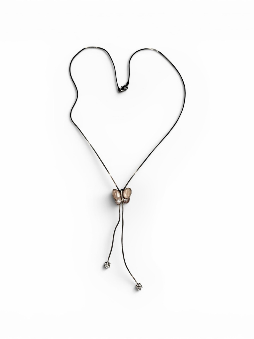 Butterfly Mother of Pearl Lariat Necklace in Soft Pink